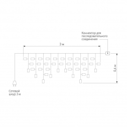 Гирлянда Eurosvet бахрома 3*0,6м IP65 100-101 белый с мерцанием