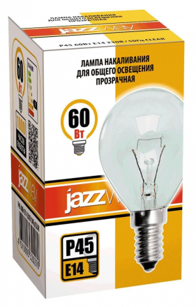 Лампа накаливания Jazzway E14 60W 2700K прозрачная 3320270