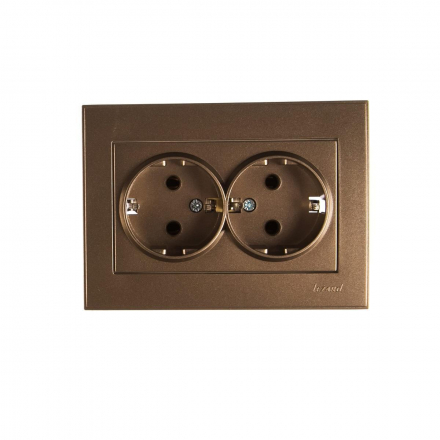 Розетка 2-ая с зазем. Lezard Rain бронза 703-3131-127