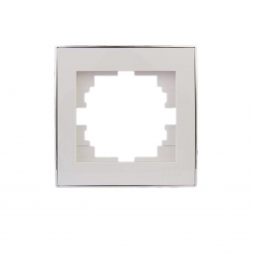 Рамка 1-ая горизонтальная Lezard Rain белая с бок. вст. хром 703-0225-146