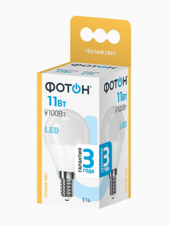 Лампа светодиодная Фотон E14 11W 3000K матовая 24002