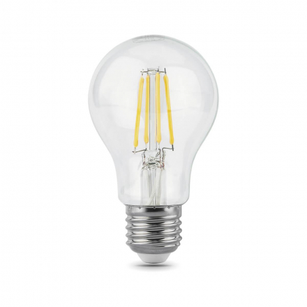 Лампа светодиодная филаментная Gauss E27 8W 2700К прозрачная 102802108