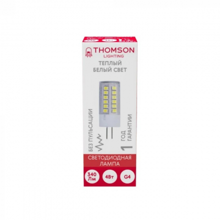 Лампа светодиодная Thomson G4 4W 3000K прозрачная TH-B4226