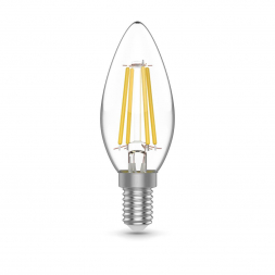 Лампа светодиодная филаментная Gauss E14 4,5W 4100К прозрачная 1031215