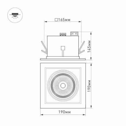 Встраиваемый светодиодный светильник Arlight CL-Kardan-S190x190-25W White6000 026500