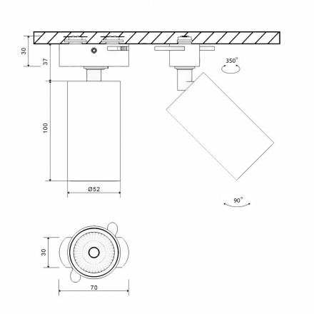 Основание для трекового светильника Lumker Mini-VL-M2-BL 004862