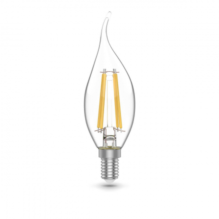 Лампа светодиодная филаментная Gauss E14 4,5W 4100К прозрачная 1041125