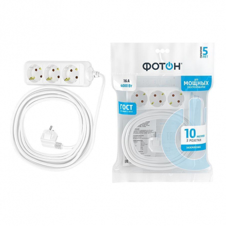 Удлинитель Фотон 3гн х 10м с/з 16-103Е 11853