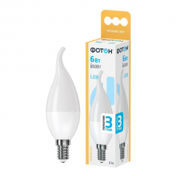 Лампа светодиодная Фотон E14 6W 3000K матовая 22806