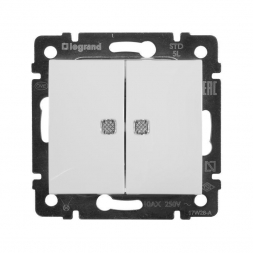 Переключатель двухклавишный Legrand Valena 10A 250V с подсветкой белый 774428