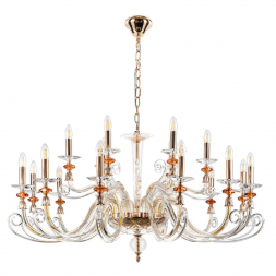 Подвесная люстра Crystal Lux Catarina SP12+6 V2 Gold/Transparent-Cognac