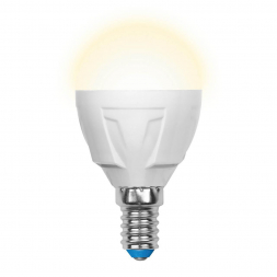 Лампа светодиодная диммируемая Uniel E14 6W 3000K матовая LED-G45-6W/WW/E14/FR/DIM PLP01WH UL-00000694