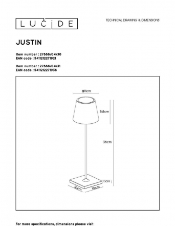 Уличный светодиодный светильник Lucide Justin 27888/04/31