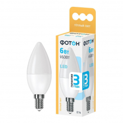 Лампа светодиодная Фотон E14 6W 3000K матовая 22808