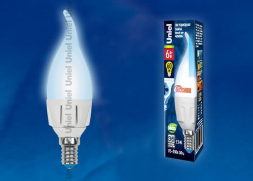 Лампа светодиодная диммируемая Uniel E14 6W 4500K матовая LED-CW37-6W/NW/E14/FR/DIM PLP01WH UL-00000727
