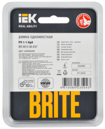 Рамка 1-постовая IEK Brite РУ-1-1-БрА алюминий BR-M12-M-K47