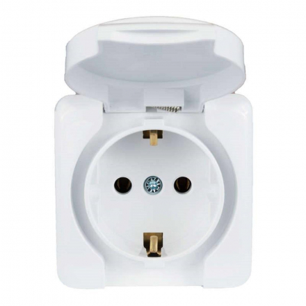 Розетка с зазем. с крышкой Lezard Viola белая 751-0200-123