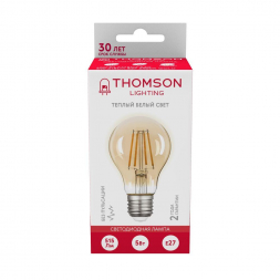 Лампа светодиодная филаментная Thomson E27 5W 2400K груша прозрачная TH-B2109