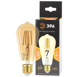 Лампа светодиодная филаментная ЭРА E27 7W 2400K прозрачная F-LED ST64-7W-824-E27 gold Б0047664