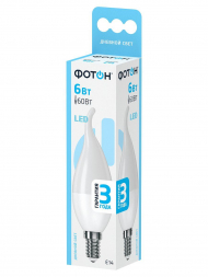 Лампа светодиодная Фотон E14 6W 4000K матовая 22828