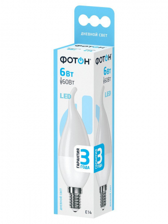 Лампа светодиодная Фотон E14 6W 4000K матовая 22828