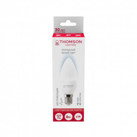Лампа светодиодная Thomson E14 6W 6500K свеча матовая TH-B2307
