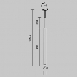 Трековый подвесной светильник Maytoni Technical Skim TR191-1-3W4K-M-BBS