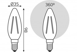 Лампа светодиодная филаментная Gauss E14 13W 2700K прозрачная 103801113