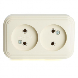 Розетка двойная 2P Stekker Брест слоновая кость PST16-30-20 49057