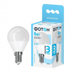 Лампа светодиодная Фотон E14 6W 4000K матовая 22834