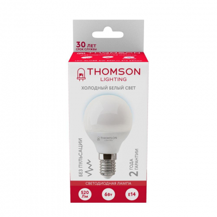 Лампа светодиодная Thomson E14 6W 6500K шар матовая TH-B2315