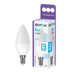 Лампа светодиодная Фотон E14 6W 6500K матовая 23398