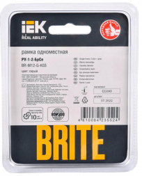 Рамка 1-постовая IEK Brite РУ-1-2-БрСе серая BR-M12-G-K03