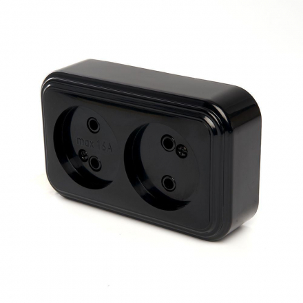 Розетка двойная 2P Stekker Брест черный PST16-30-20 39694