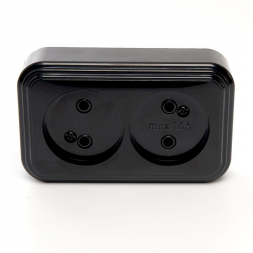 Розетка двойная 2P Stekker Брест черный PST16-30-20 39694