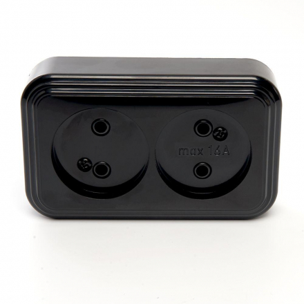 Розетка двойная 2P Stekker Брест черный PST16-30-20 39694