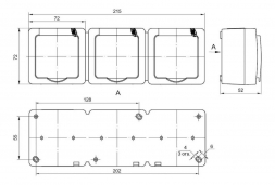Розетка тройная 2P+PE IEK Germes Plus с крышкой дымчатый ERMP32-K03-16-54-EC