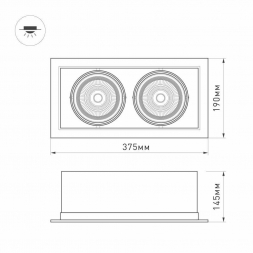 Встраиваемый светодиодный светильник Arlight CL-Kardan-S375x190-2x25W White6000 028862