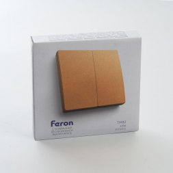 Выключатель двухклавишный беспроводной Feron Smart золото TM82 41726