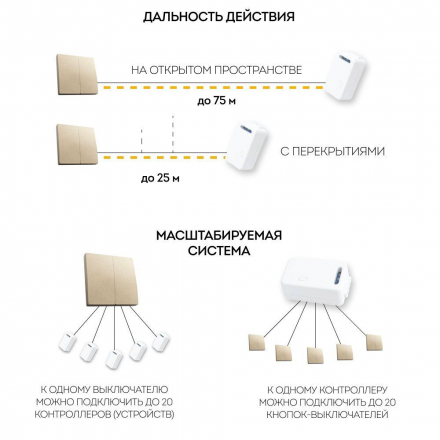 Выключатель двухклавишный беспроводной Feron Smart золото TM82 41726