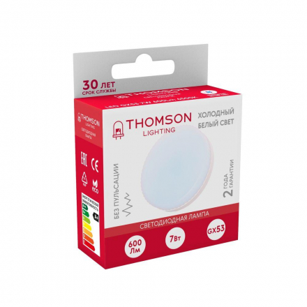 Лампа светодиодная Thomson GX53 7W 6500K таблетка матовая TH-B4005