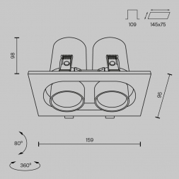 Встраиваемый светодиодный спот Maytoni Technical Hidden DL045-02-10W3K-B