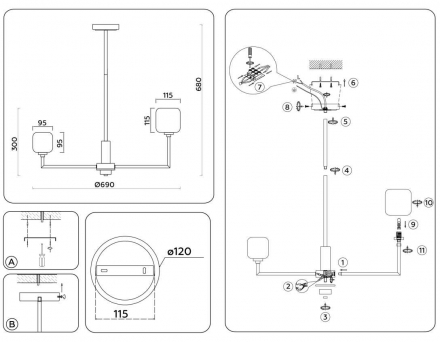 Подвесная люстра Ambrella light High Light LH53001