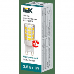 Лампа светодиодная IEK G9 3,5W 4000K прозрачная LLE-CORN-4-230-40-G9