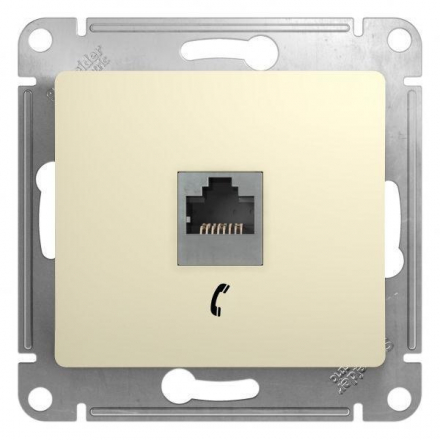 Розетка телефонная RJ11 Schneider Electric Glossa бежевая GSL000281T