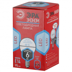 Лампа светодиодная ЭРА E14 6W 4000K матовая ECO LED P45-6W-840-E14 Б0020628