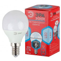 Лампа светодиодная ЭРА E14 6W 4000K матовая ECO LED P45-6W-840-E14 Б0020628