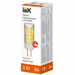 Лампа светодиодная IEK G4 3W 3000K прозрачная LLE-CORN-3-012-30-G4