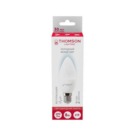 Лампа светодиодная Thomson E14 8W 6500K свеча матовая TH-B2308