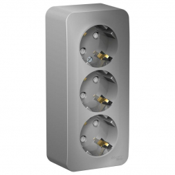 Розетка тройная 2К+3 Schneider Electric Blanca 16A 250V со шторками алюминий BLNRA011313